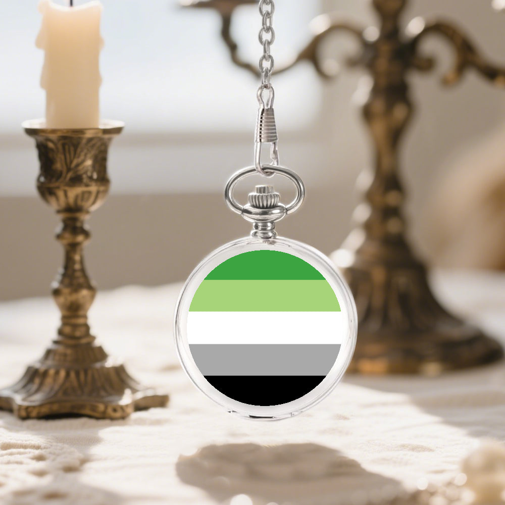 Aromantic Pride Flag Round Pocket Watch