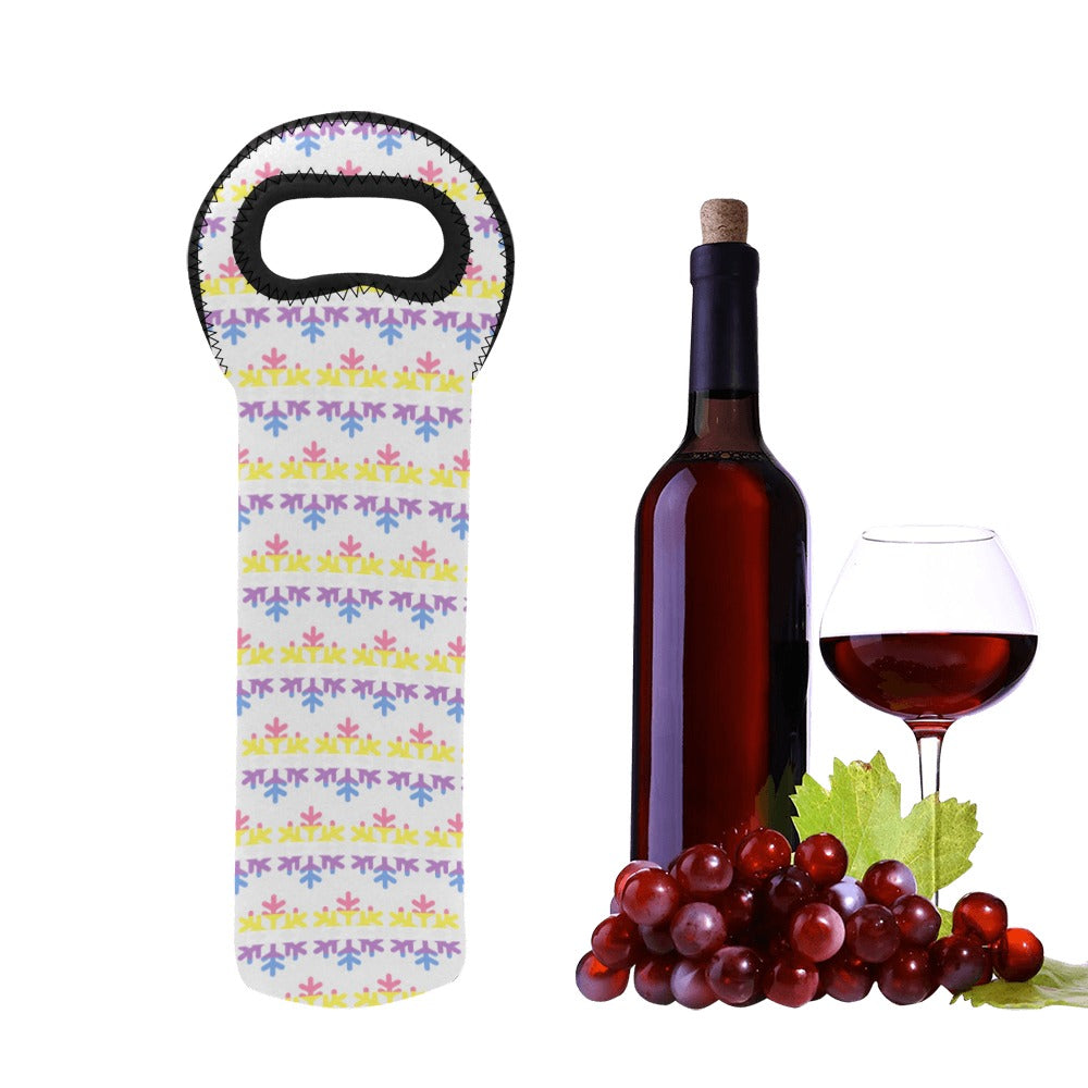 Bigender Pride Flag Snowflake Neoprene Wine Bag