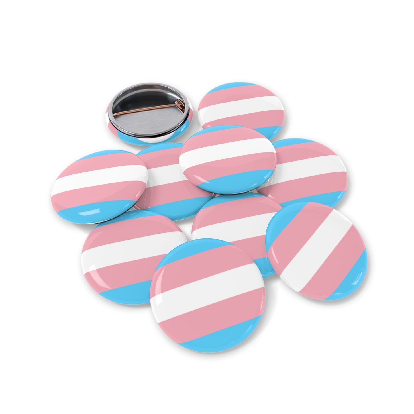 Transgender Pride Flag Round Pins - Multiple Sizes
