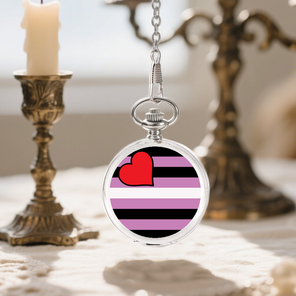 Leather Girl Pride Flag Round Pocket Watch