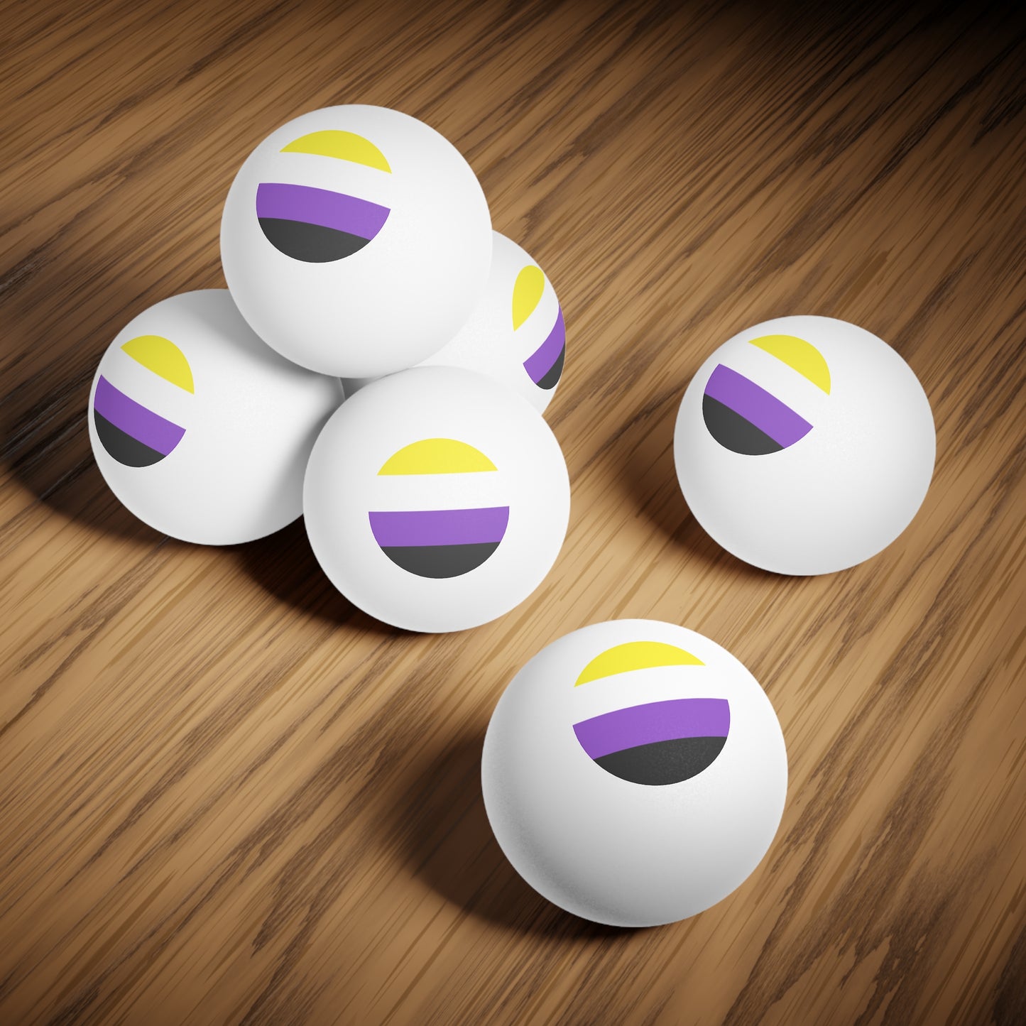 Non-Binary Pride Flag Ping Pong Balls - 6 pcs