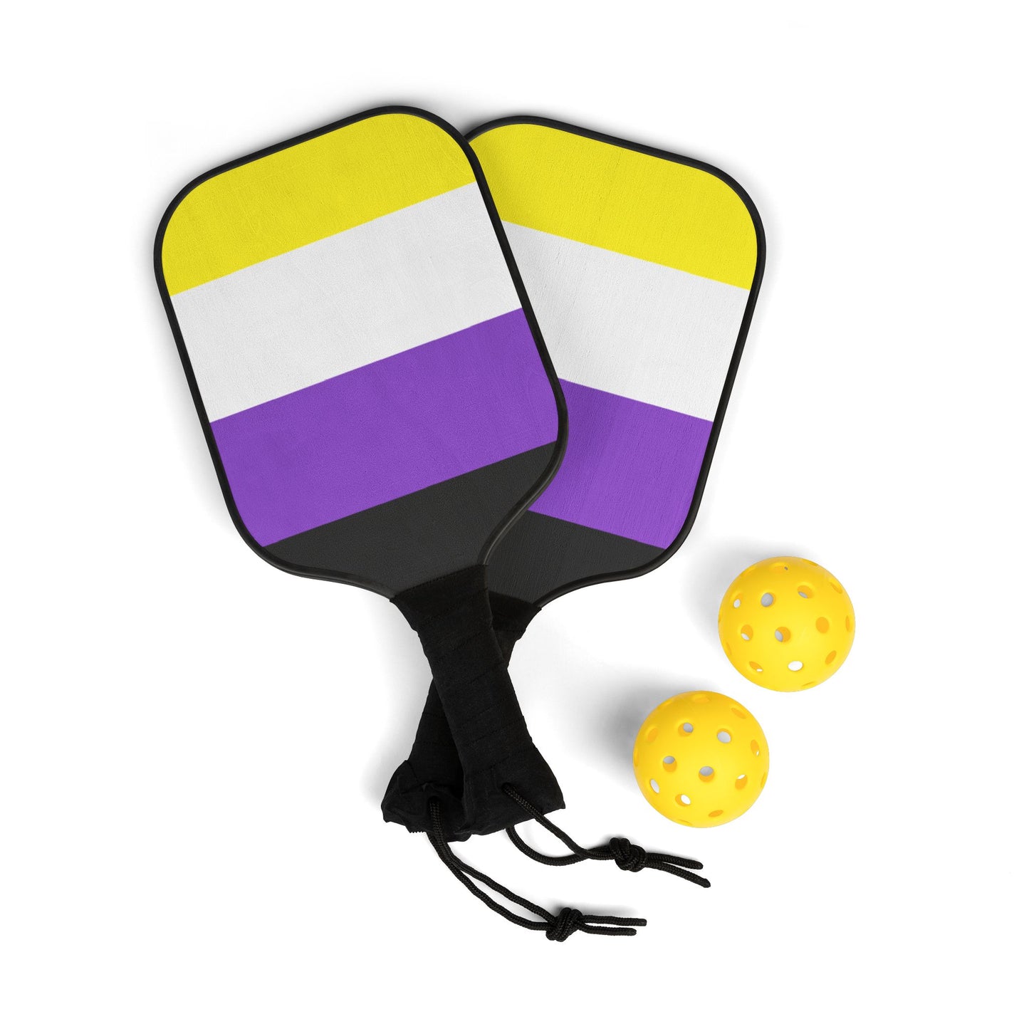 Non-Binary Pride Flag Pickleball Paddle Set