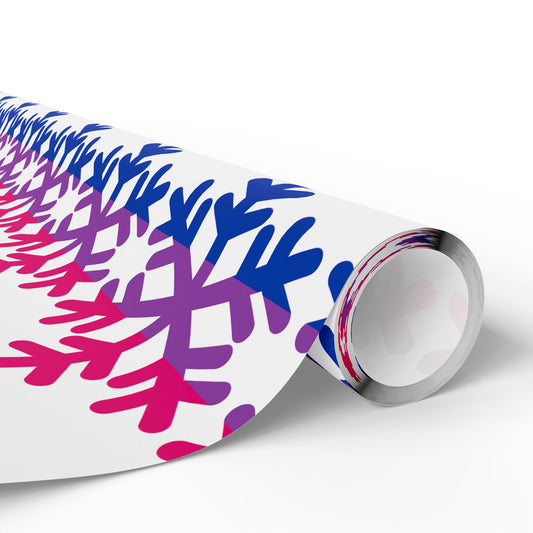 Bisexual Pride Flag Snowflake Wrapping Paper - Multiple Sizes/Finishes