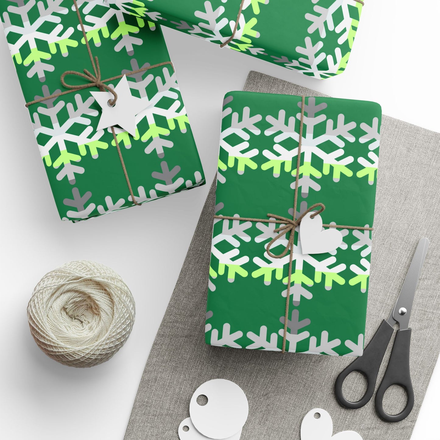 Demiagender Pride Flag Snowflake Wrapping Paper - Multiple Sizes/Finishes