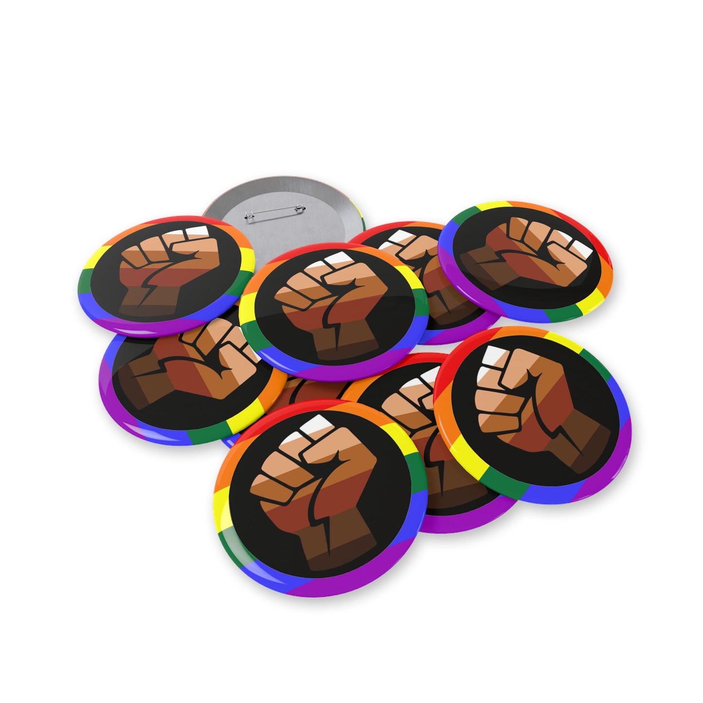 QPOC Pride Flag Round Pins - Multiple Sizes