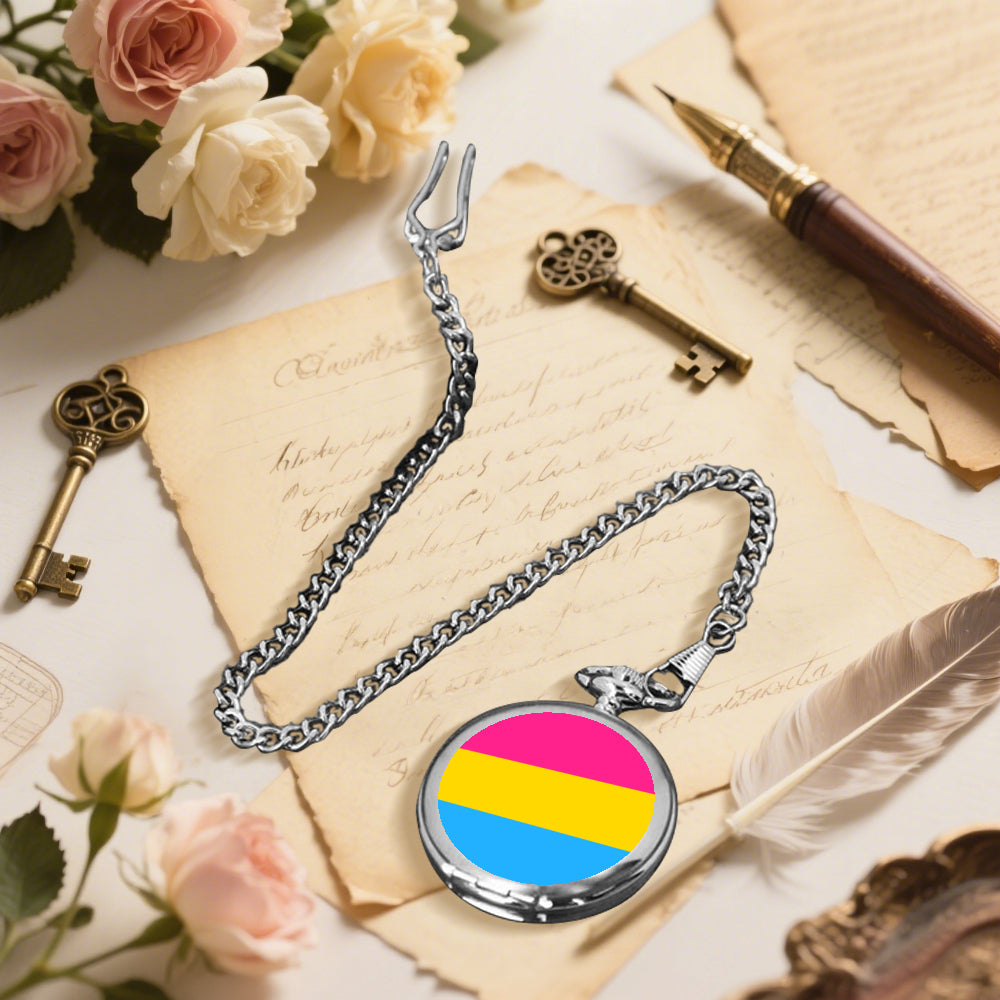 Pansexual Pride Flag Round Pocket Watch