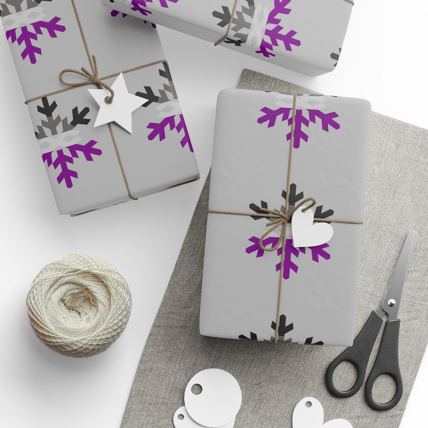 Asexual Pride Flag Snowflake Wrapping Paper - Multiple Sizes/Finishes