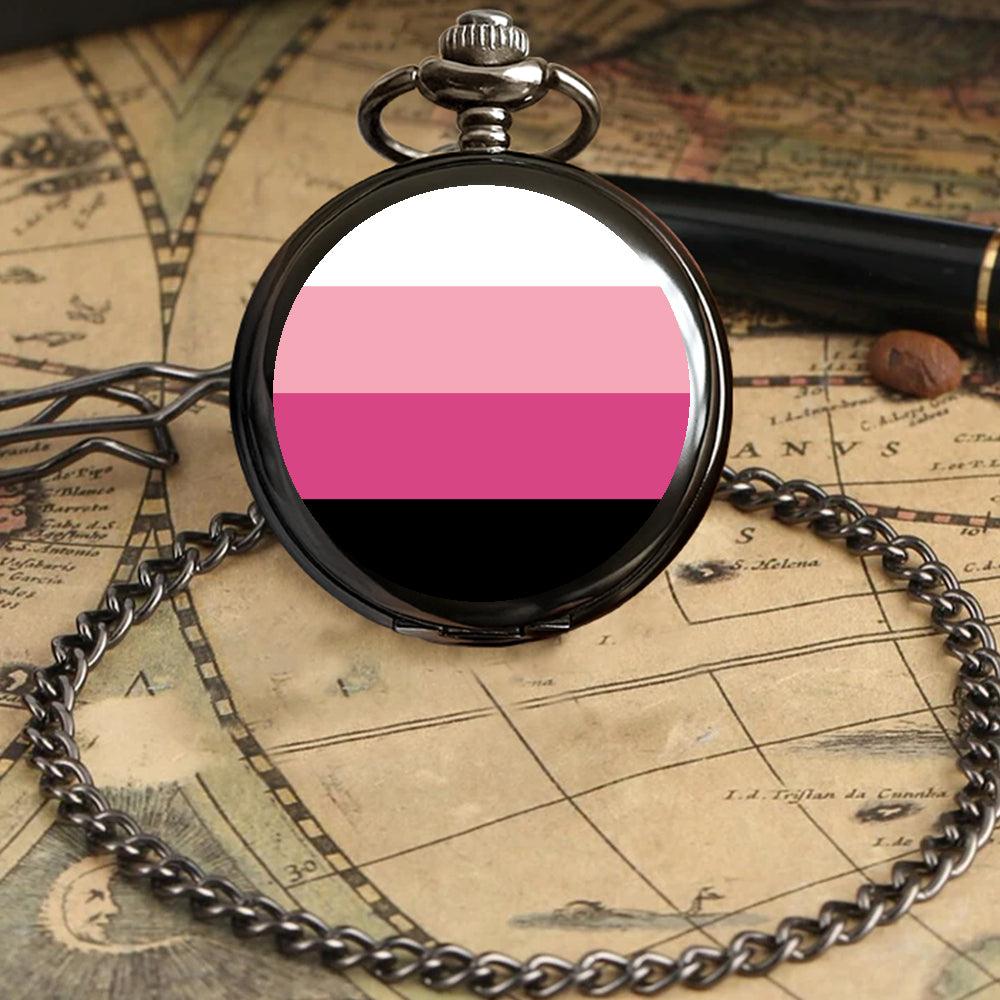 Transfeminine Pride Flag Round Pocket Watch