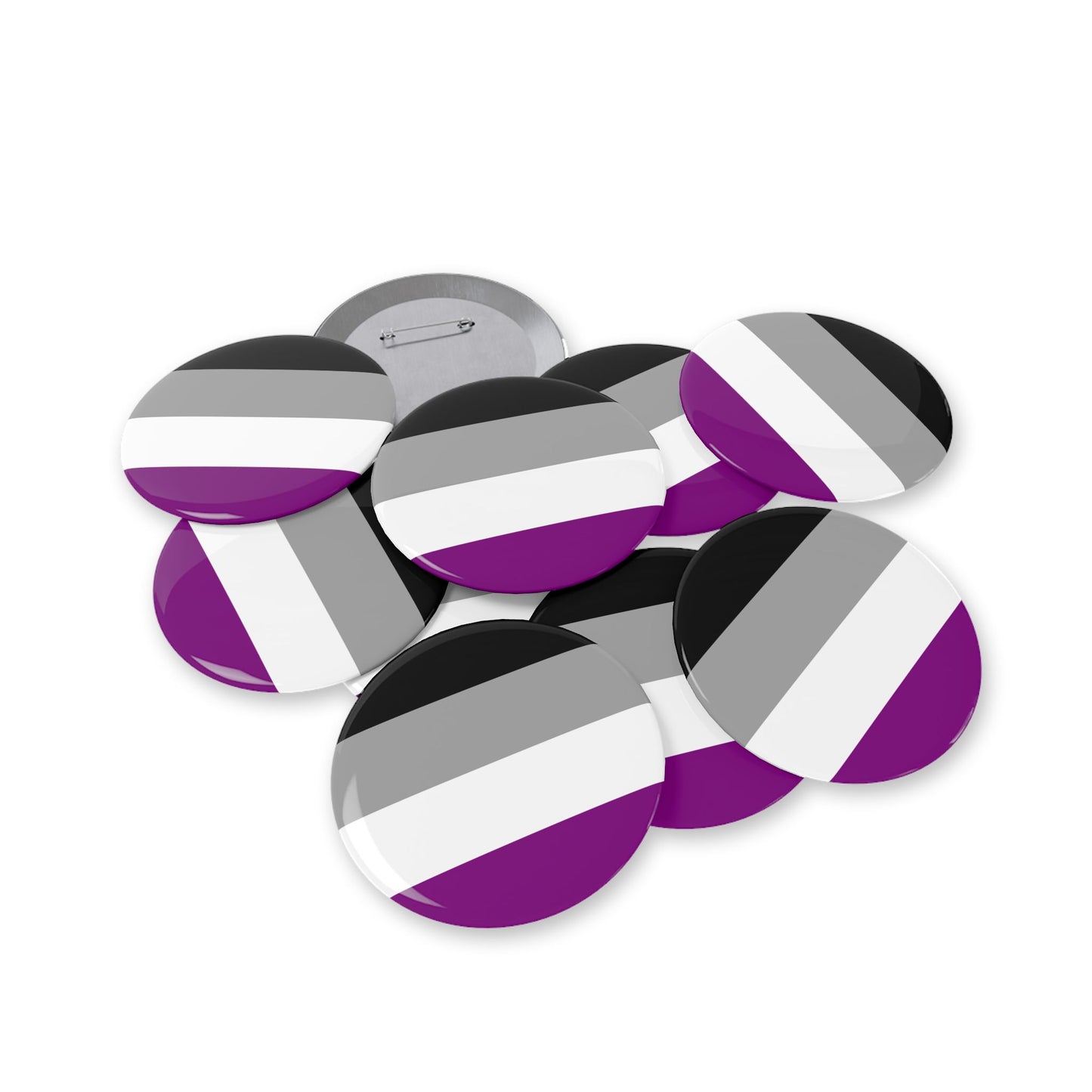 Asexual Pride Flag Round Pins - Multiple Sizes