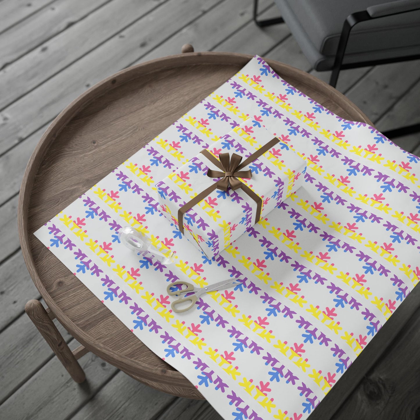 Bigender Pride Flag Snowflake Wrapping Paper - Multiple Sizes/Finishes