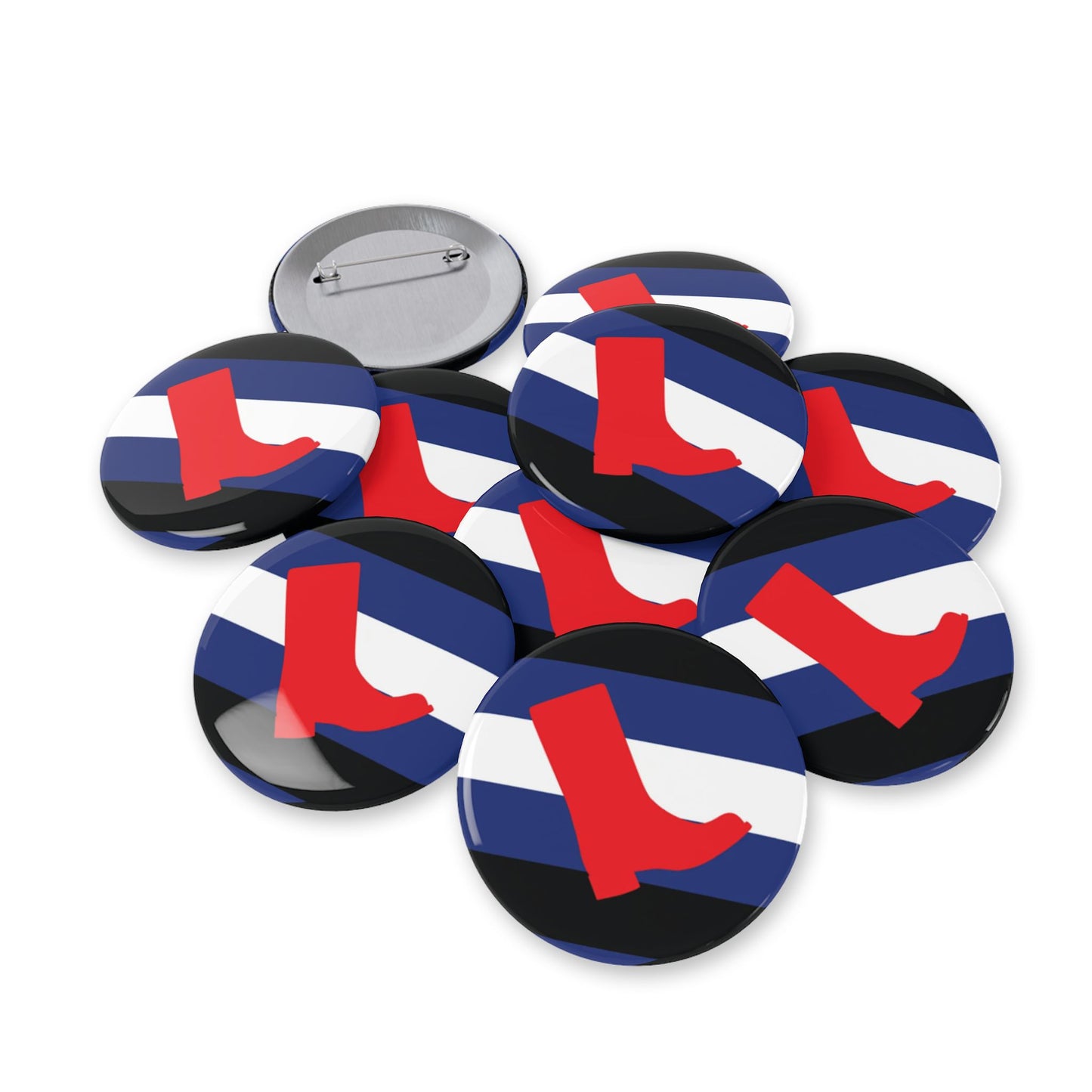 Boot Fetish Pride Flag Round Pins - Multiple Sizes