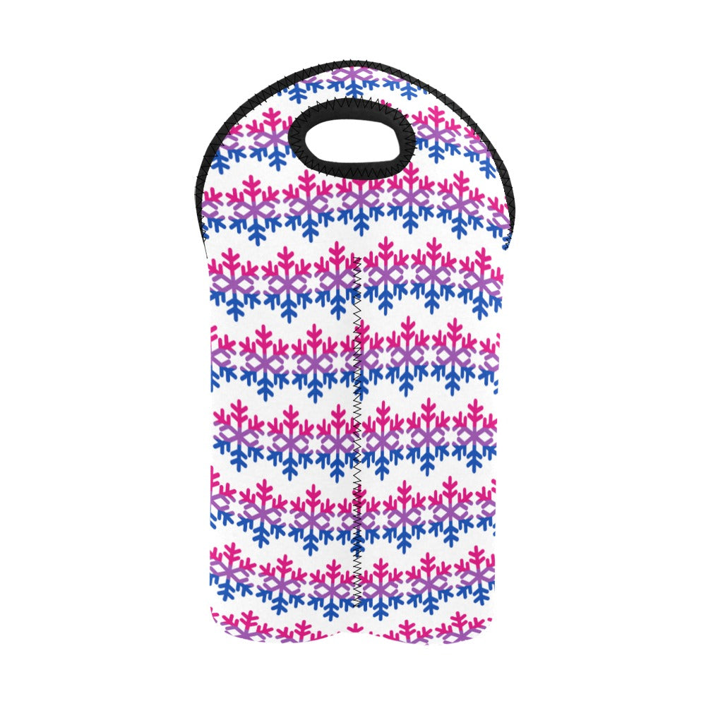 Bisexual Pride Flag Snowflake 2-Bottle Neoprene Wine Bag