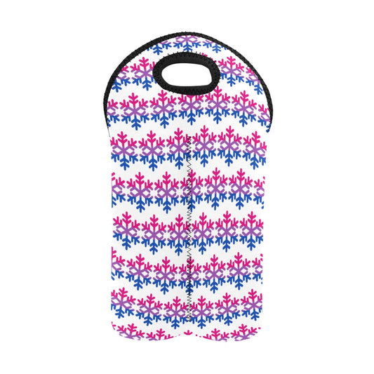 Bisexual Pride Flag Snowflake 2-Bottle Neoprene Wine Bag