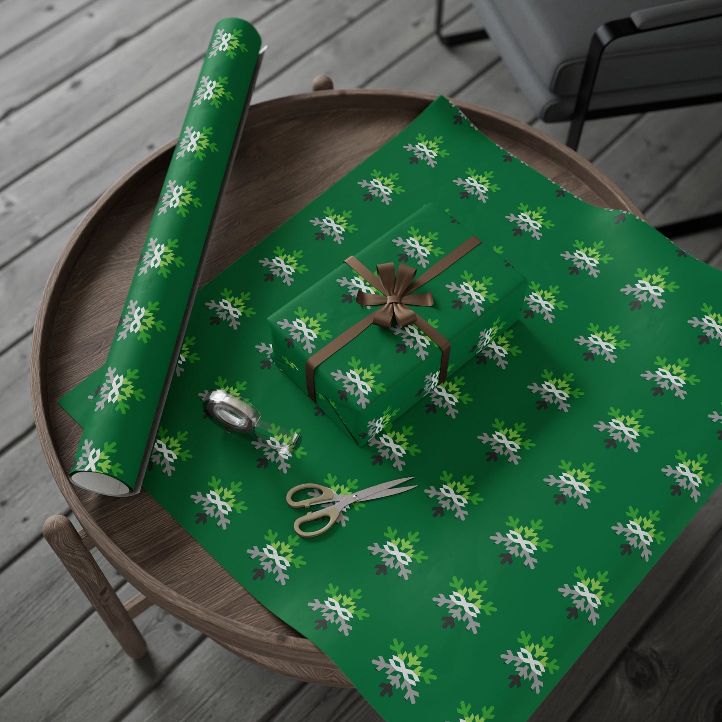 Aromantic Pride Flag Snowflake Wrapping Paper - Multiple Sizes/Finishes
