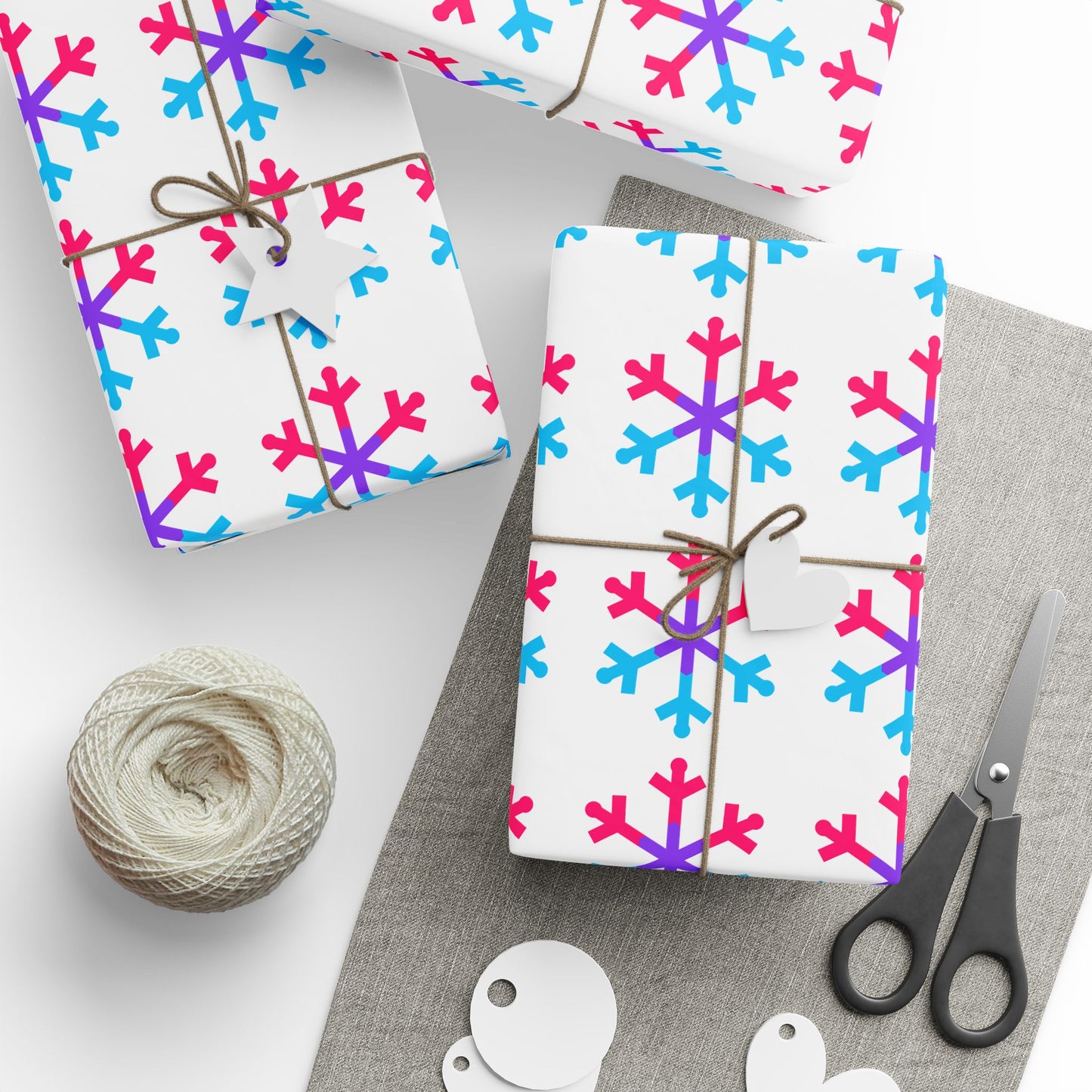 Androgyne Pride Flag Snowflake Wrapping Paper - Multiple Sizes/Finishes