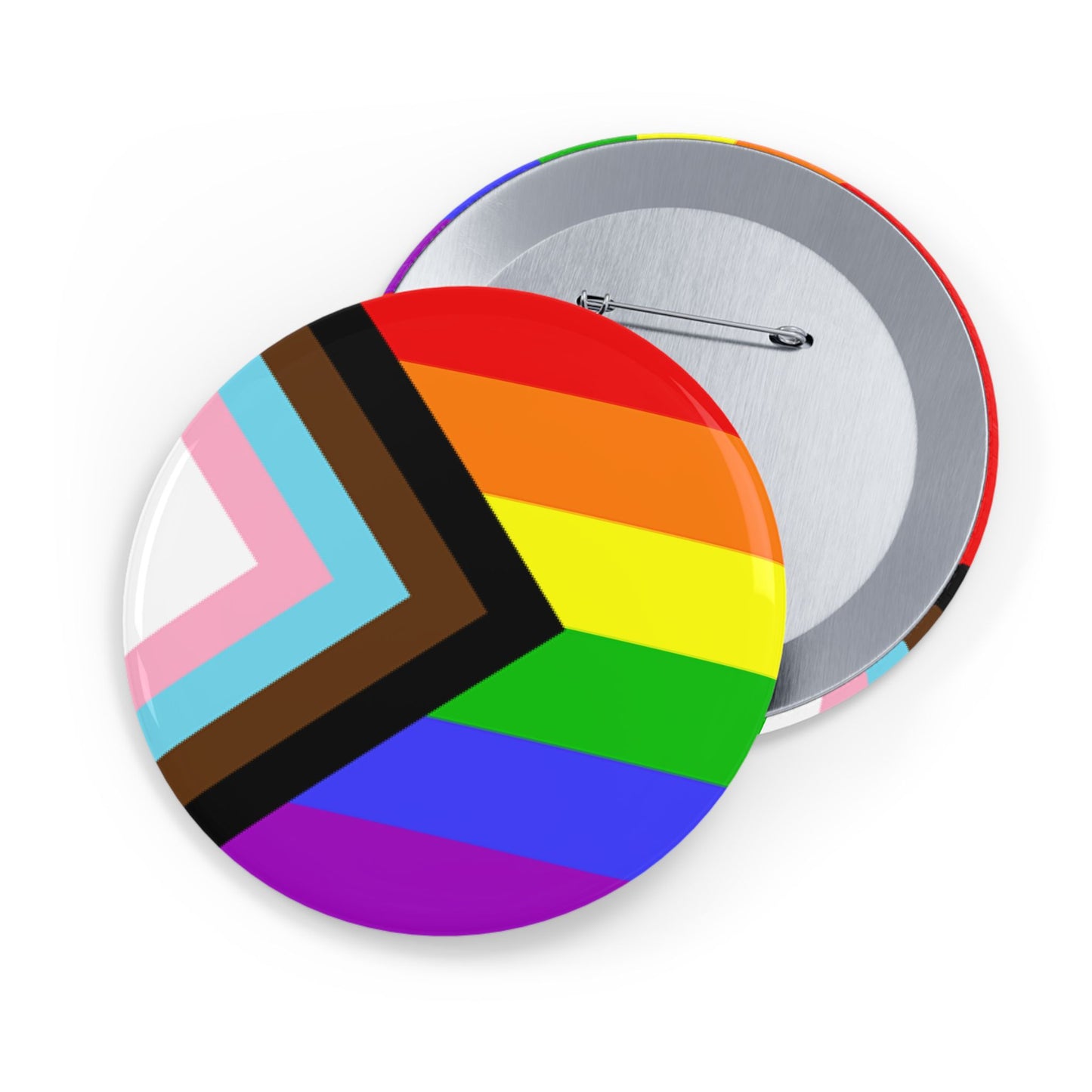Progress Pride Flag Round Pins - Multiple Sizes