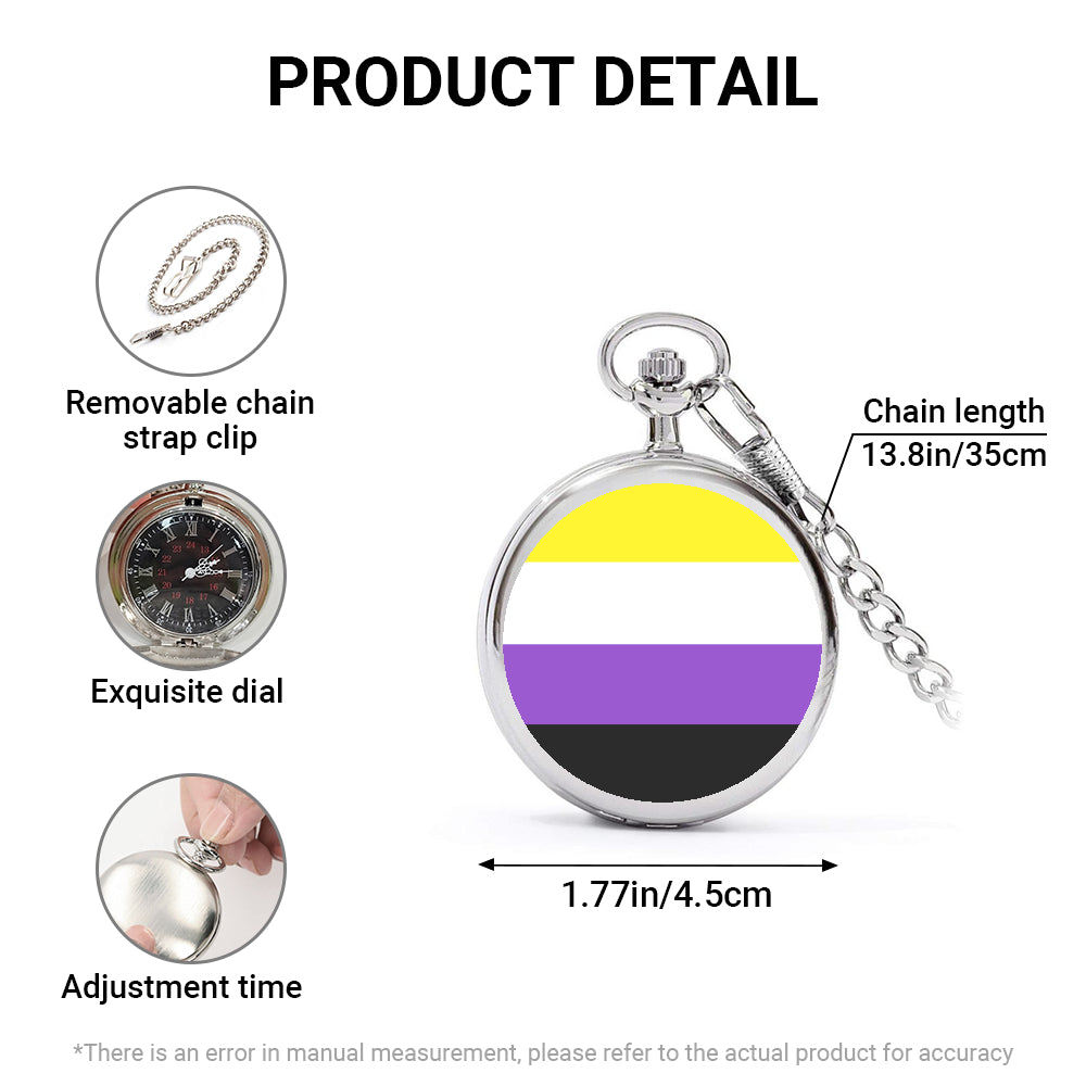 Non-Binary Pride Flag Round Pocket Watch