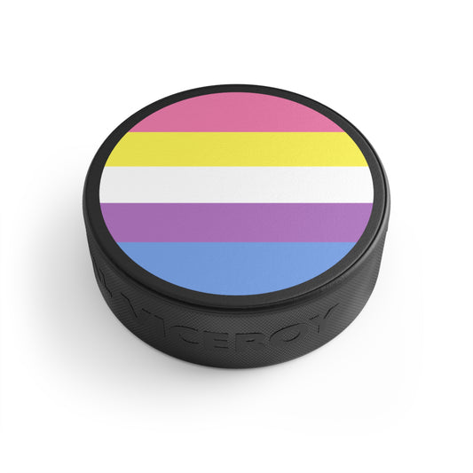 Bigender Pride Flag Hockey Puck