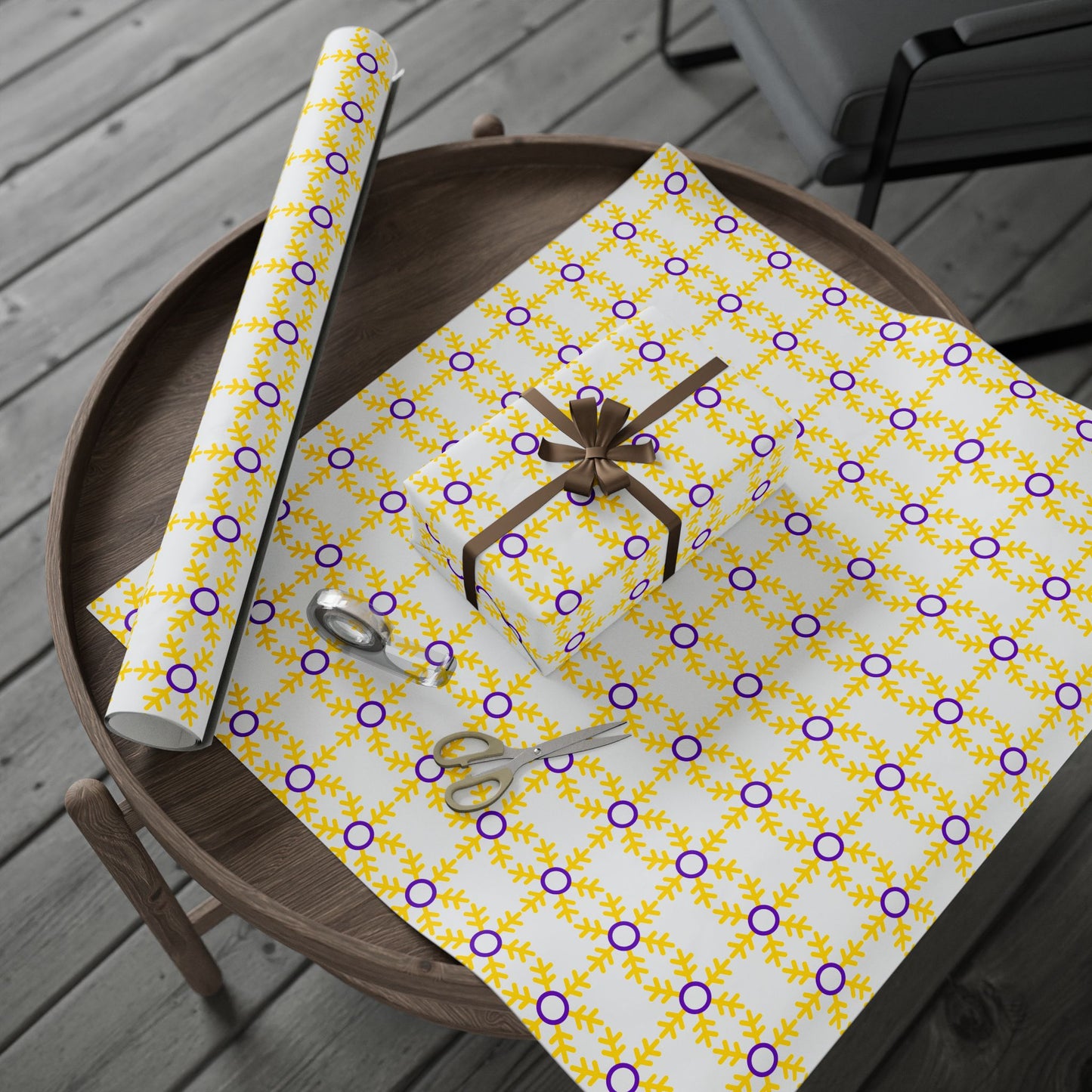 Intersex Pride Flag Snowflake Wrapping Paper - Multiple Sizes/Finishes
