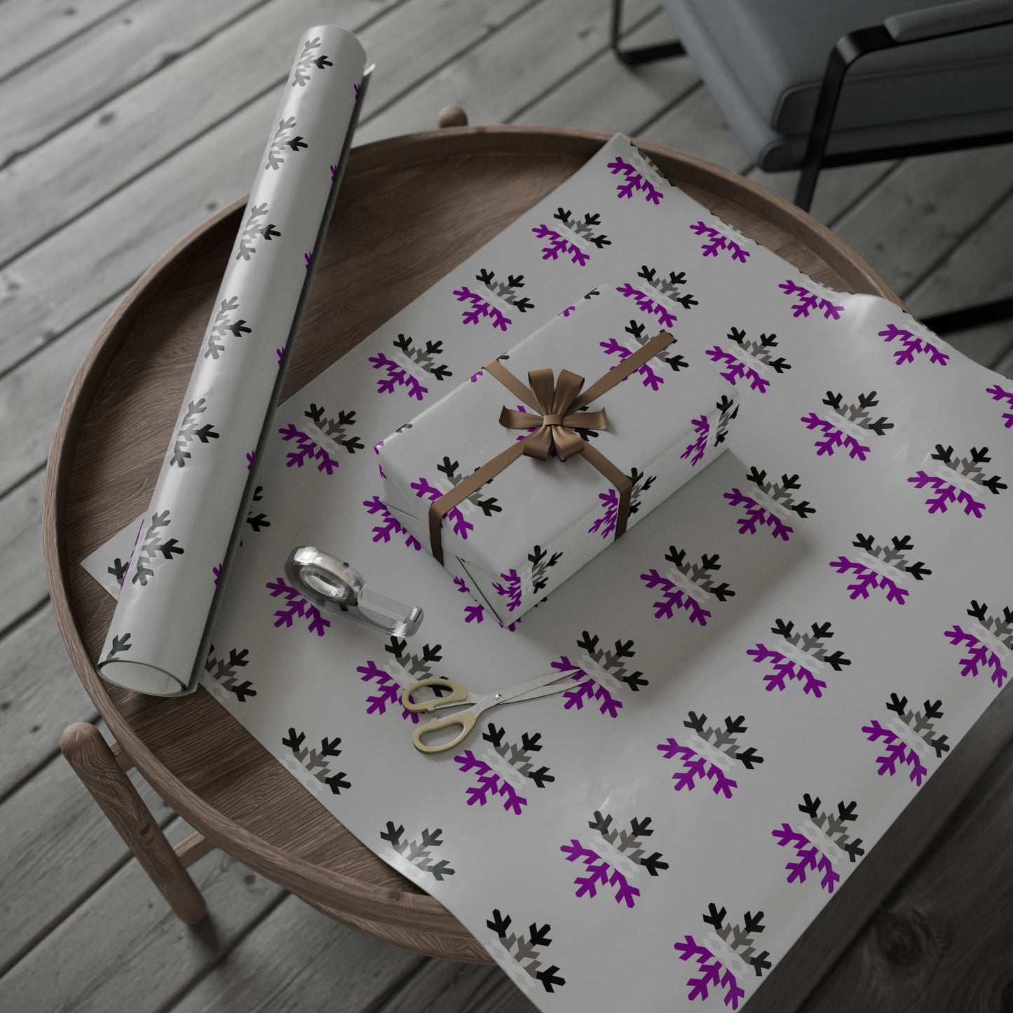 Asexual Pride Flag Snowflake Wrapping Paper - Multiple Sizes/Finishes