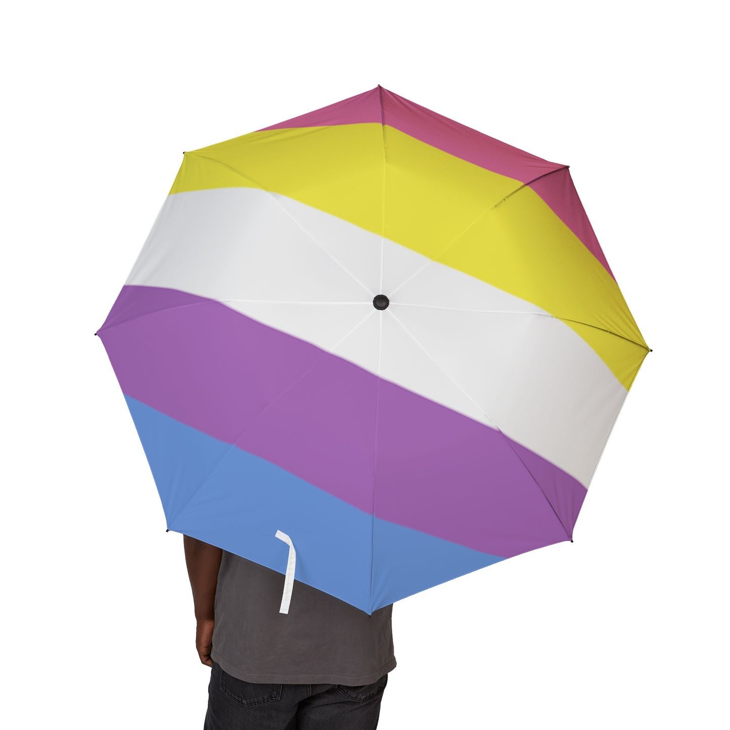 Bigender Pride Flag Semi-Automatic Foldable Umbrella