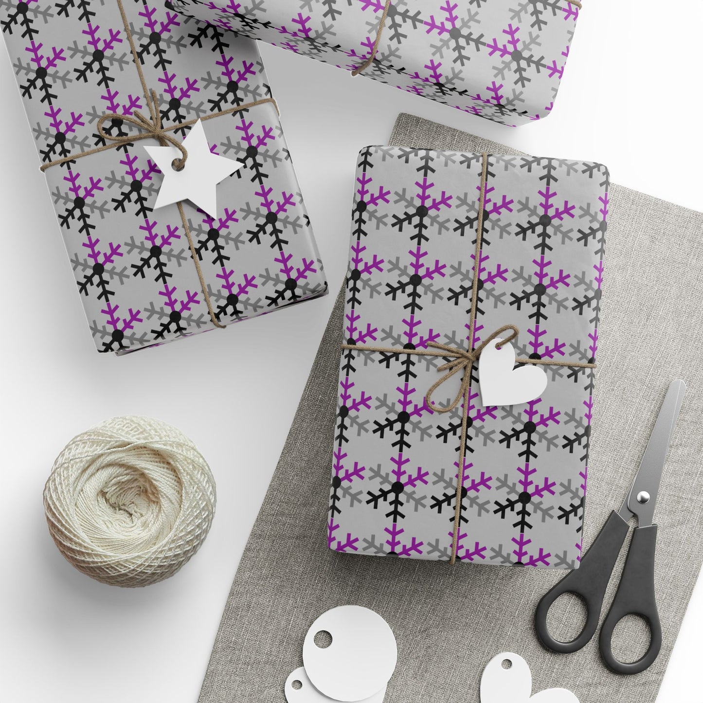 Demisexual Pride Flag Snowflake Wrapping Paper - Multiple Sizes/Finishes