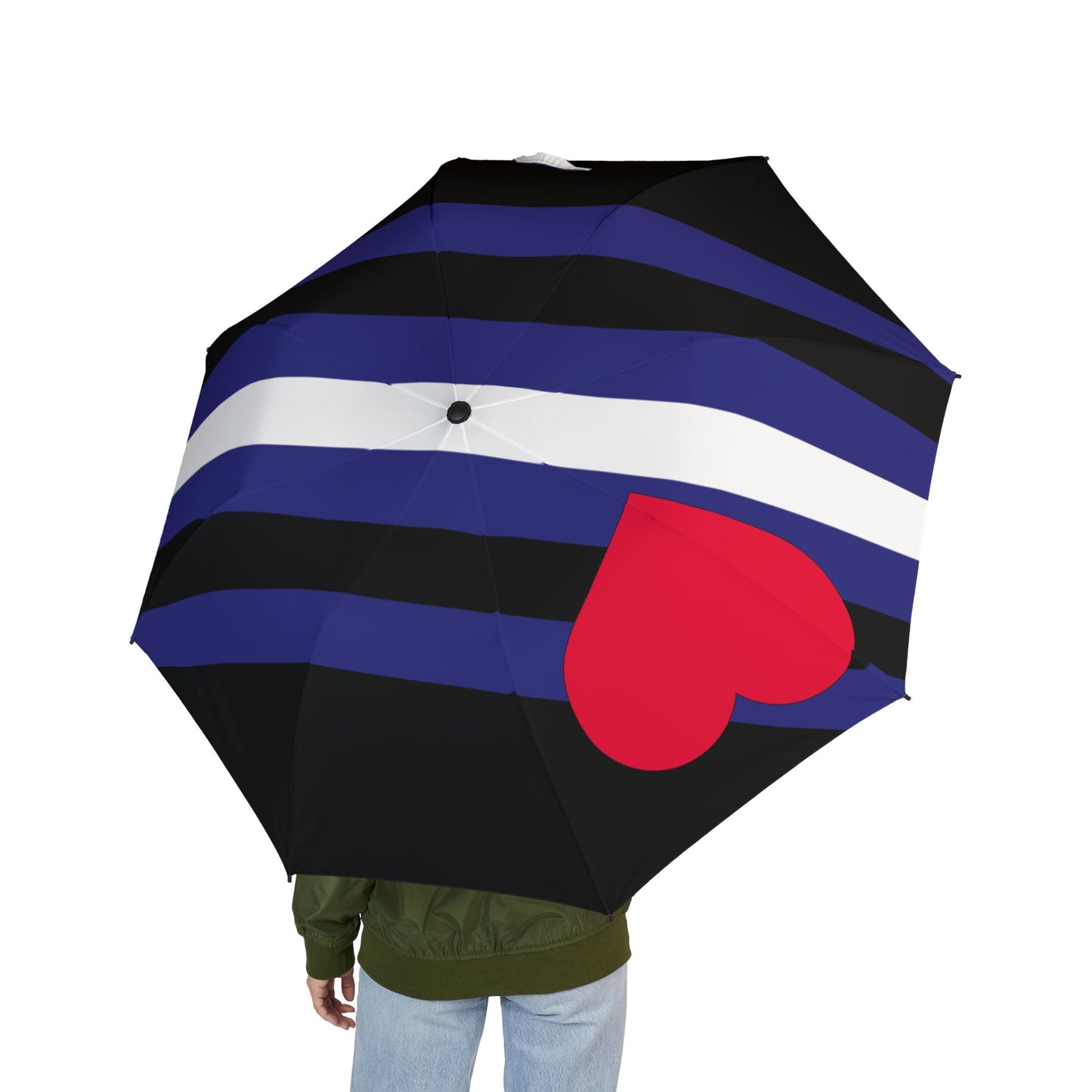 Leather Pride Flag Foldable Semi-Automatic Umbrella