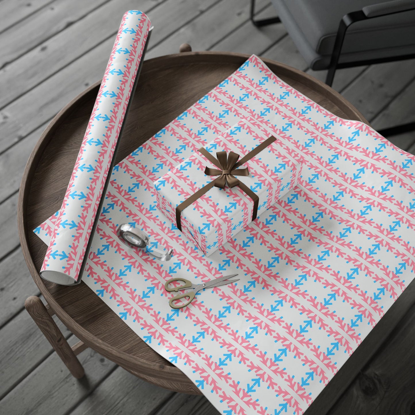 Transgender Pride Flag Snowflake Wrapping Paper - Multiple Sizes/Finishes