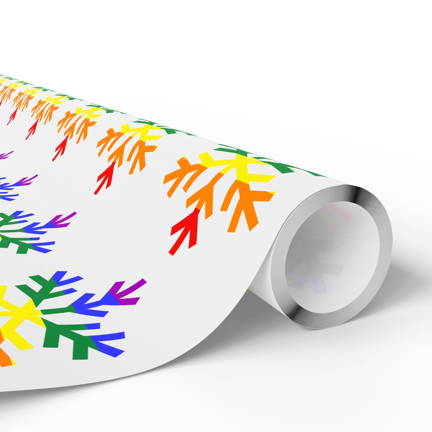 Rainbow Pride Flag Snowflake Wrapping Paper - Multiple Sizes/Finishes