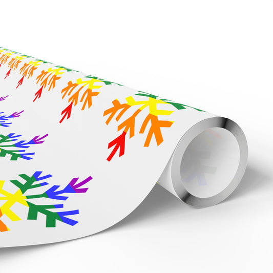 Rainbow Pride Flag Snowflake Wrapping Paper - Multiple Sizes/Finishes