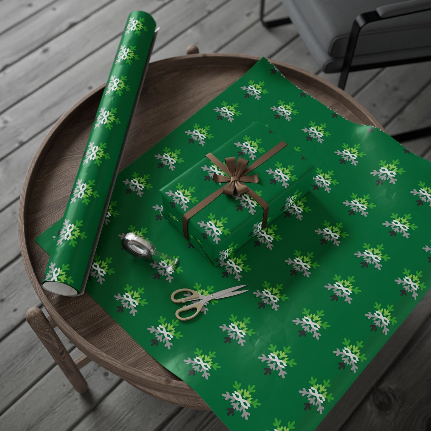 Aromantic Pride Flag Snowflake Wrapping Paper - Multiple Sizes/Finishes