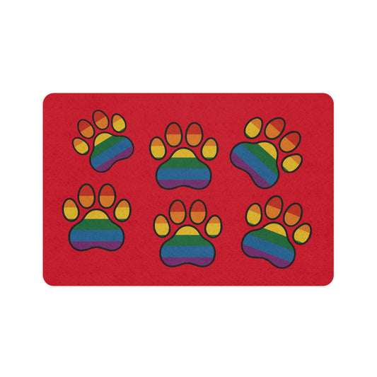 Radical Dog Paws Pet Food Mat - Red