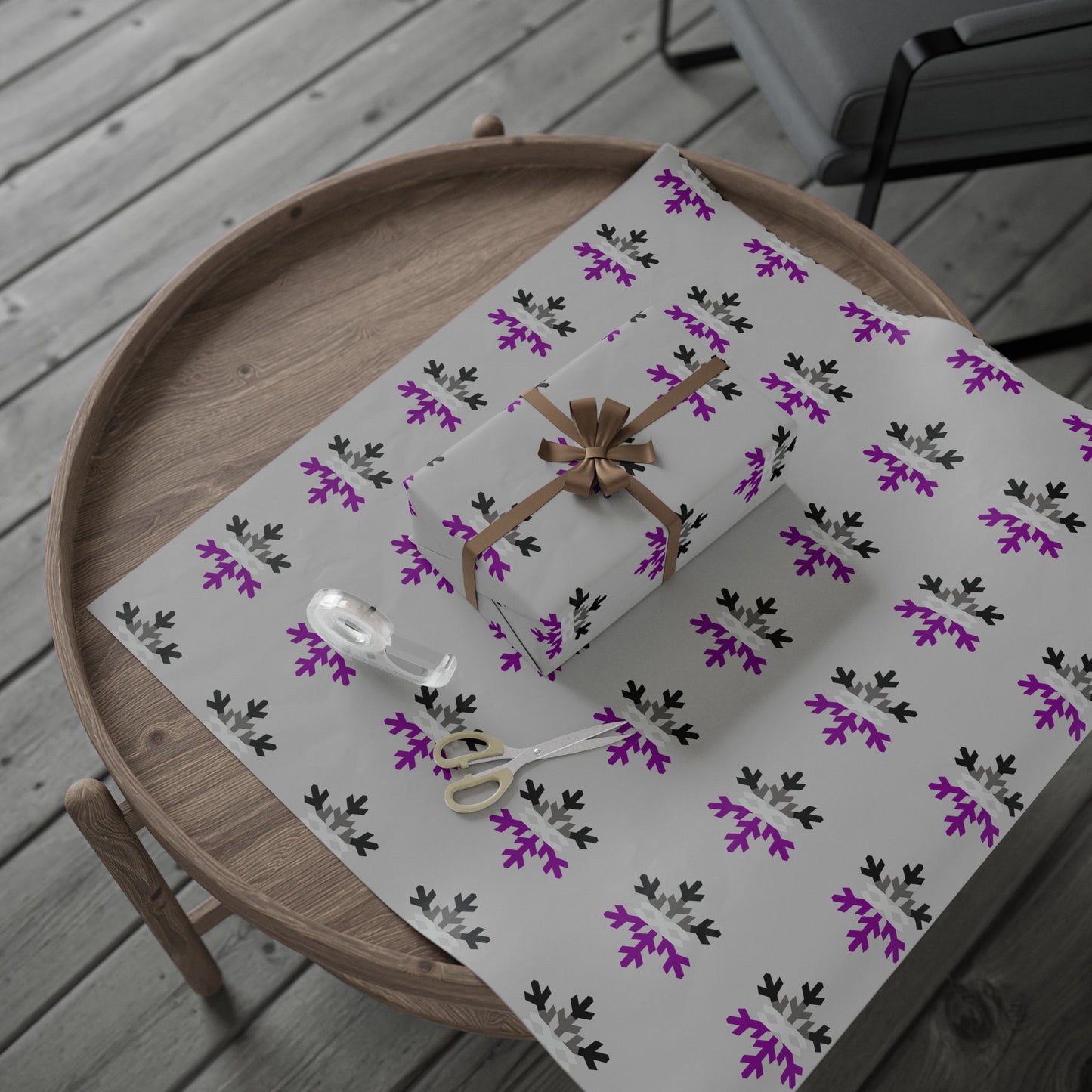 Asexual Pride Flag Snowflake Wrapping Paper - Multiple Sizes/Finishes