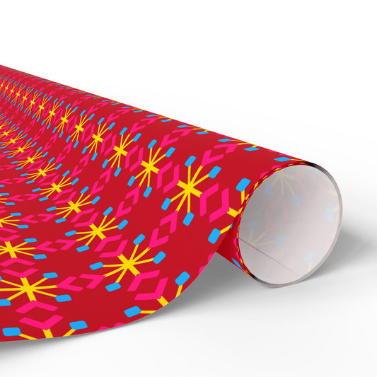 Pansexual Pride Flag Snowflake Wrapping Paper - Multiple Sizes/Finishes
