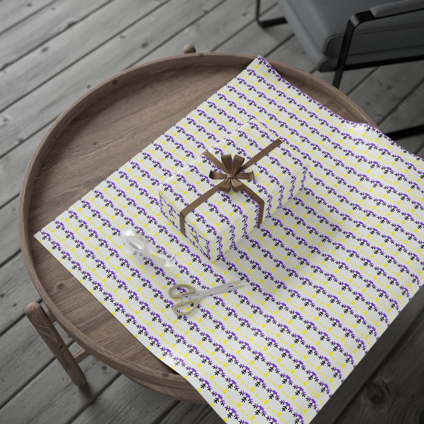 Non-Binary Pride Flag Snowflake Wrapping Paper - Multiple Sizes/Finishes