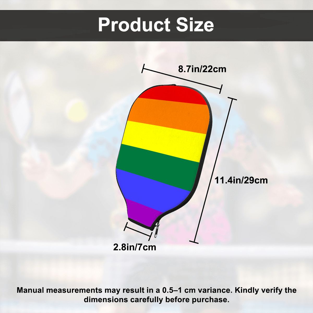Rainbow Pride Flag Pickleball Paddle Cover