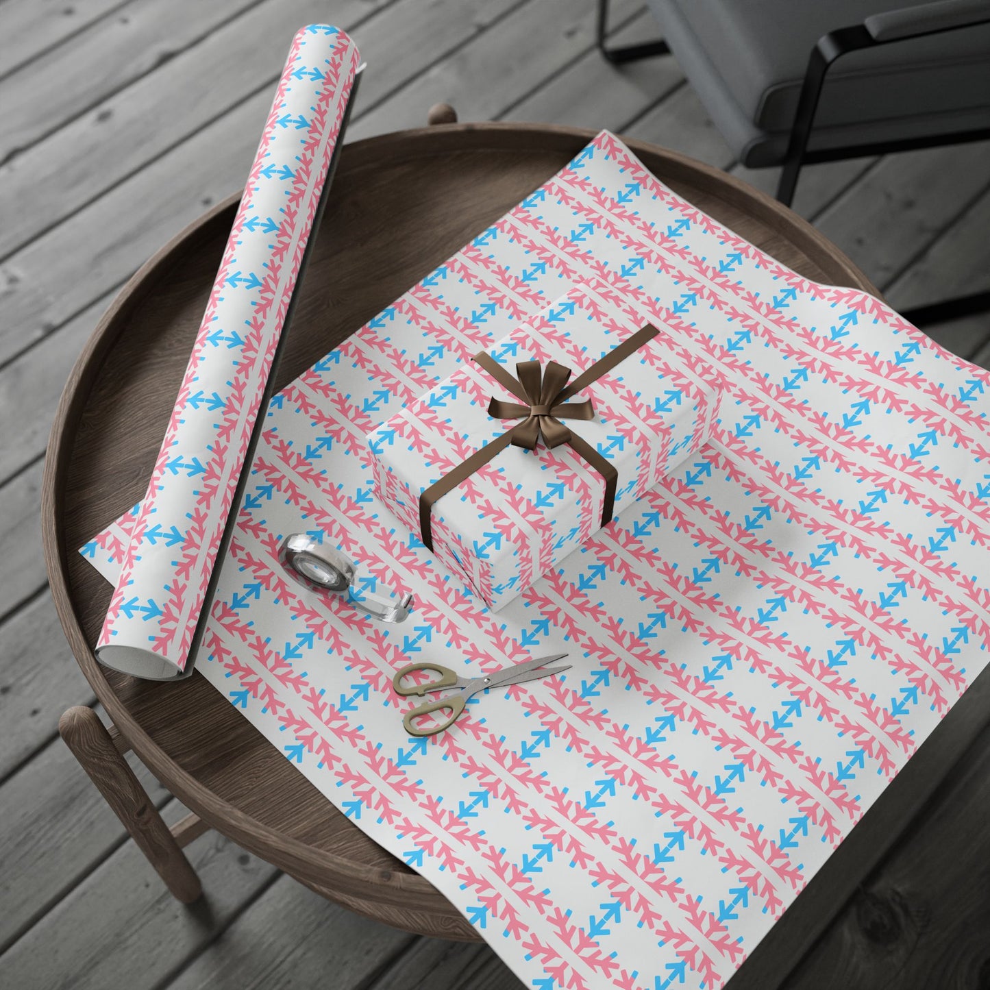 Transgender Pride Flag Snowflake Wrapping Paper - Multiple Sizes/Finishes