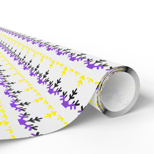 Non-Binary Pride Flag Snowflake Wrapping Paper - Multiple Sizes/Finishes