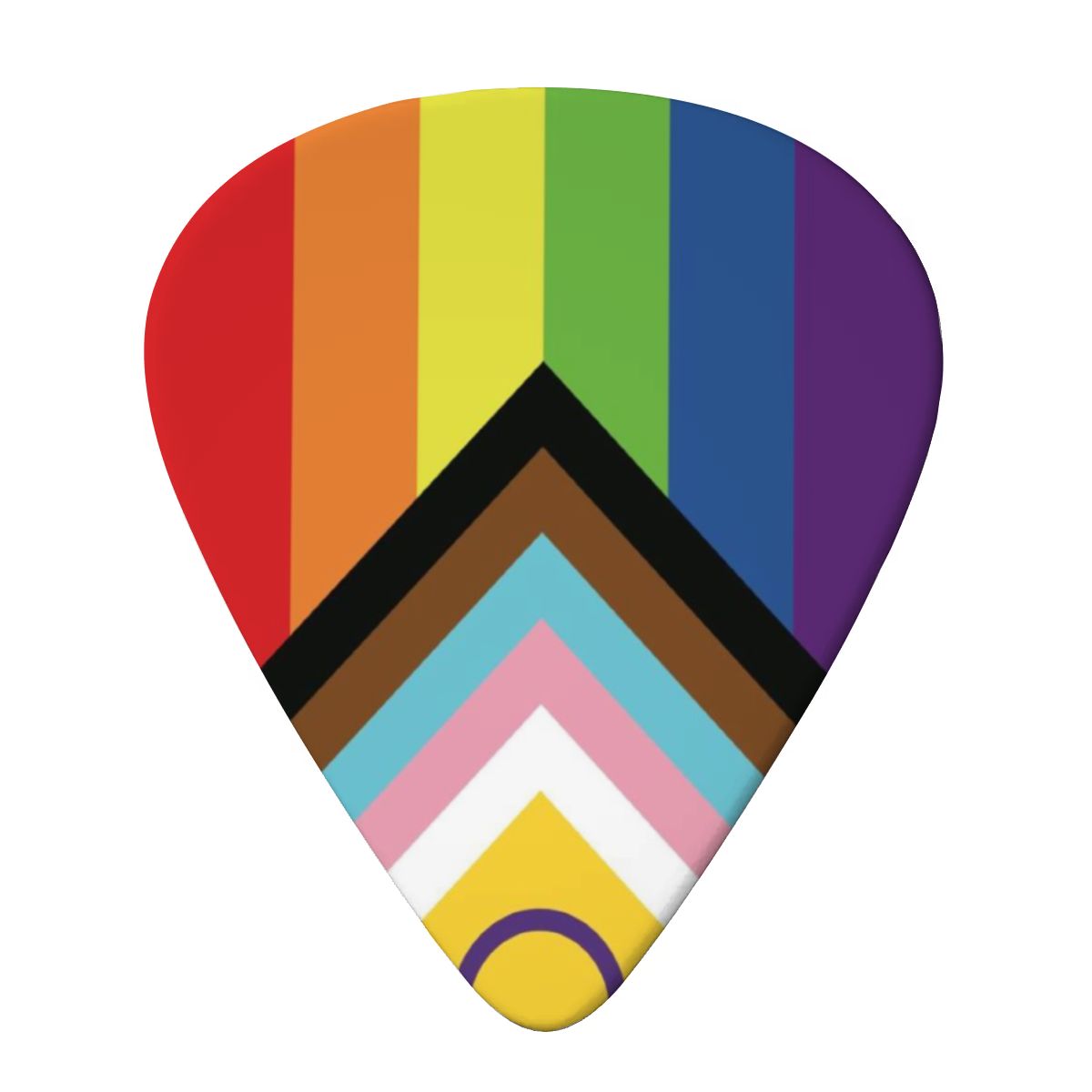Inclusive Progress Pride Flag Set of 6 Guitar Pick and Case - .46 mm, .71 mm or .96 mm