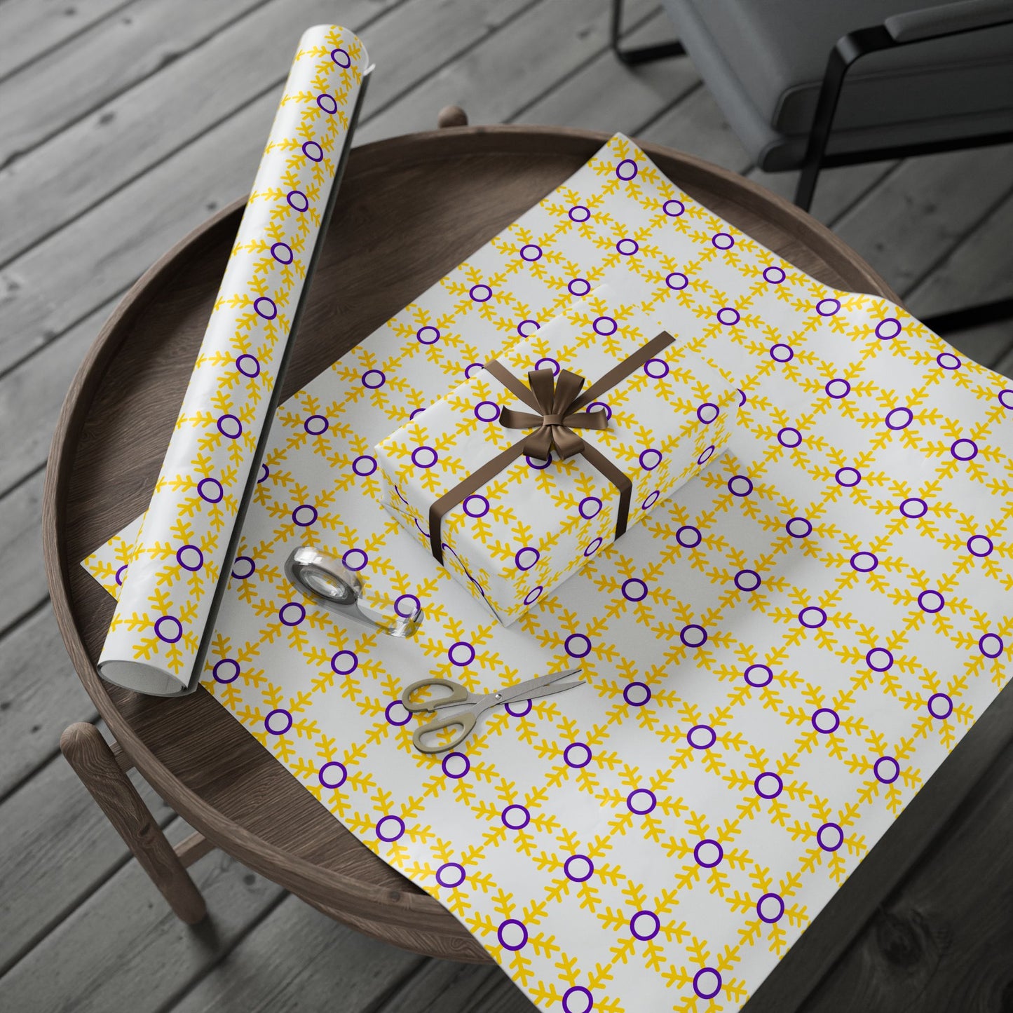 Intersex Pride Flag Snowflake Wrapping Paper - Multiple Sizes/Finishes