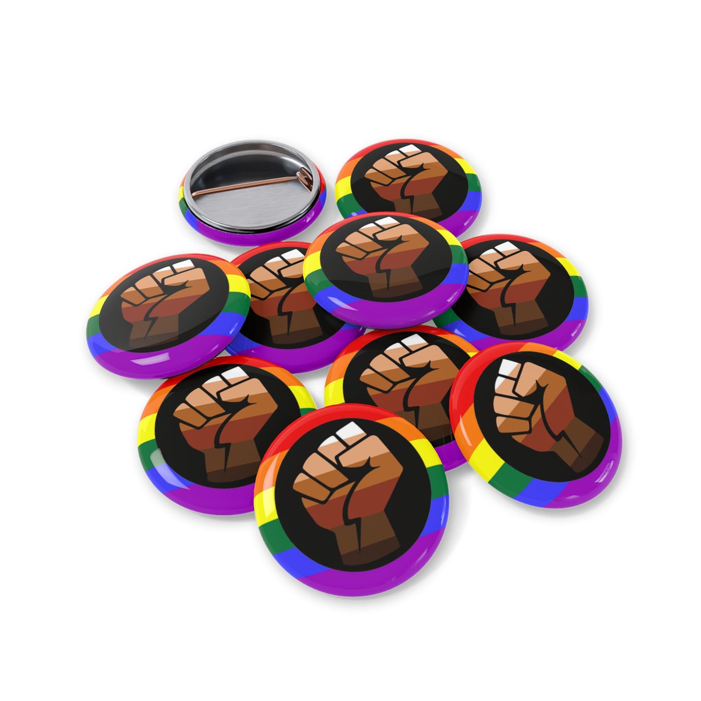 QPOC Pride Flag Round Pins - Multiple Sizes