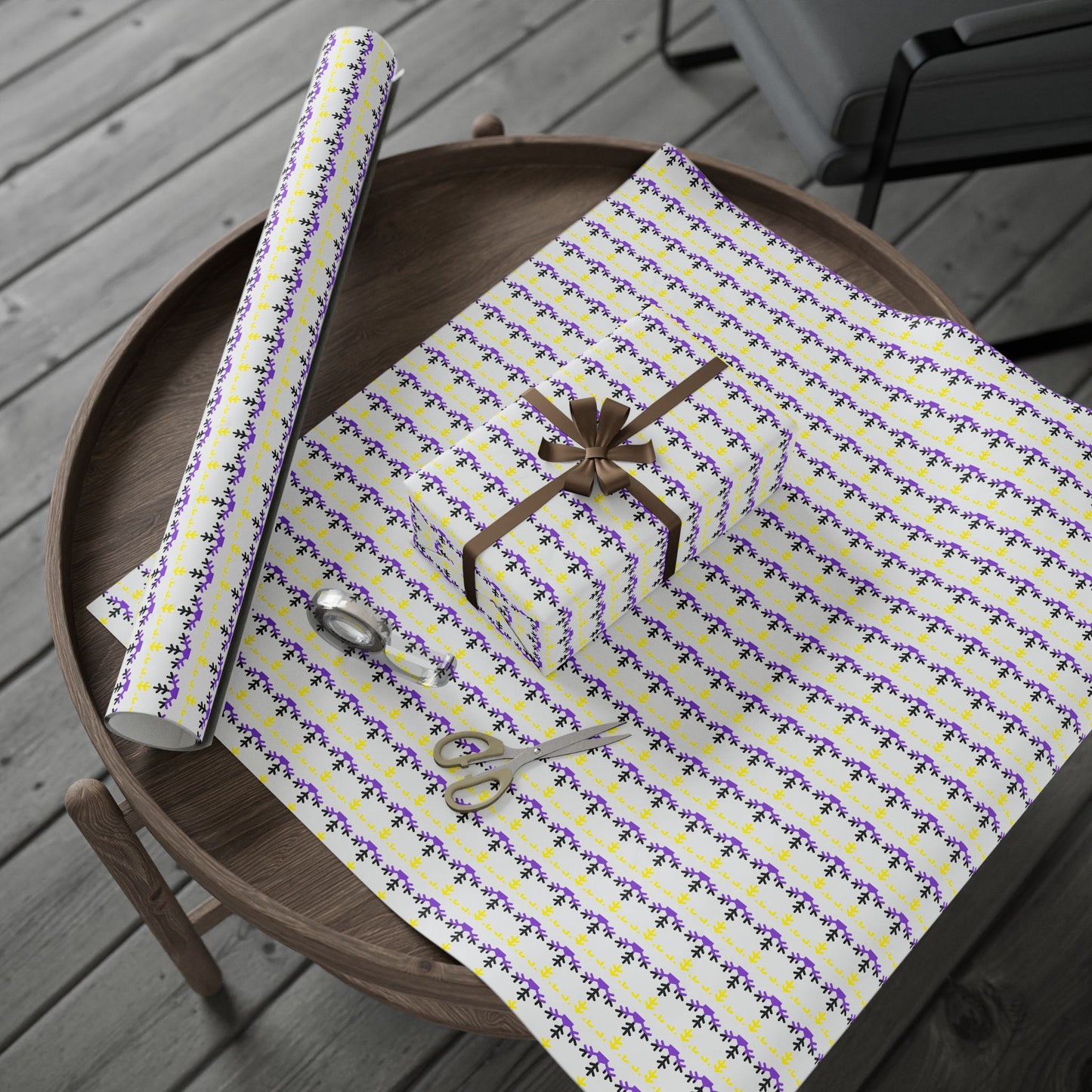 Non-Binary Pride Flag Snowflake Wrapping Paper - Multiple Sizes/Finishes