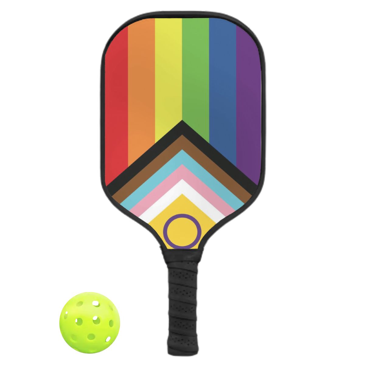 Inclusive Progress Pride Flag Pickleball Paddle