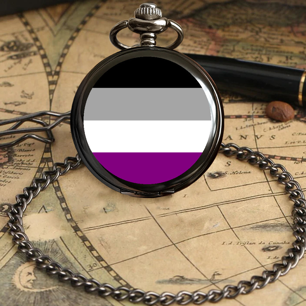 Asexual Pride Flag Round Pocket Watch
