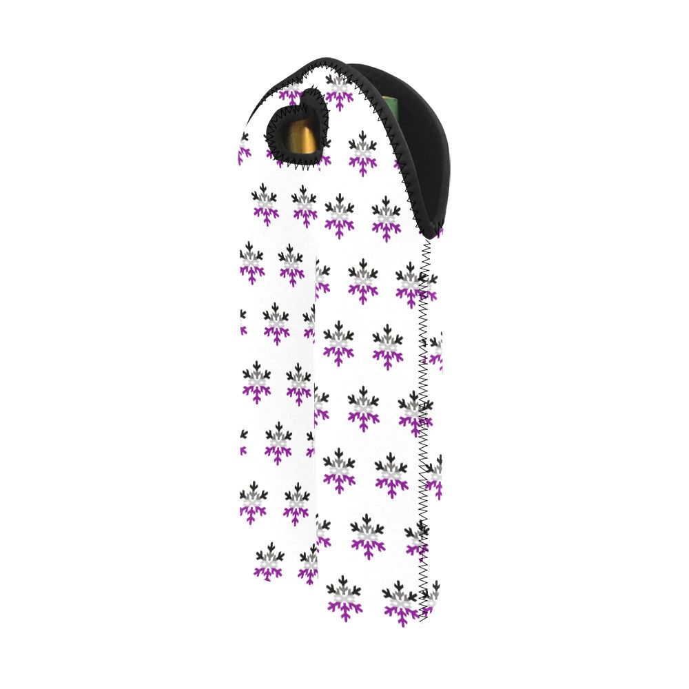 Asexual Pride Flag Snowflake 2-Bottle Neoprene Wine Bag