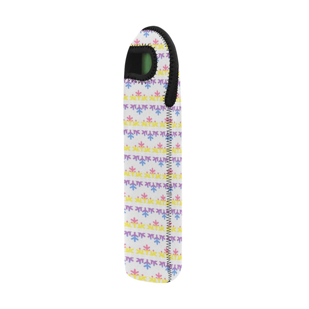 Bigender Pride Flag Snowflake Neoprene Wine Bag