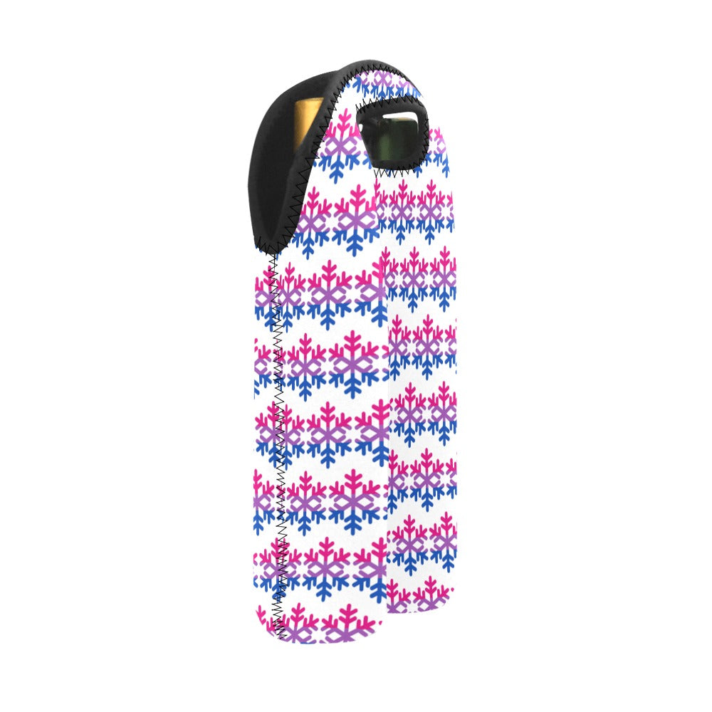 Bisexual Pride Flag Snowflake 2-Bottle Neoprene Wine Bag