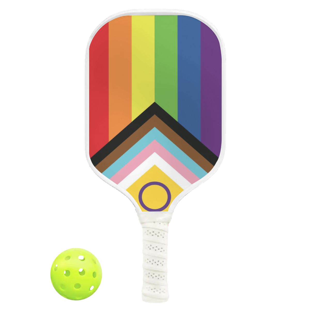 Inclusive Progress Pride Flag Pickleball Paddle