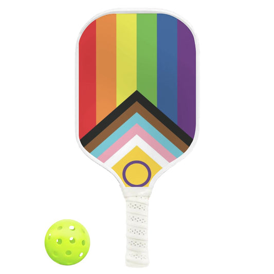 Inclusive Progress Pride Flag Pickleball Paddle