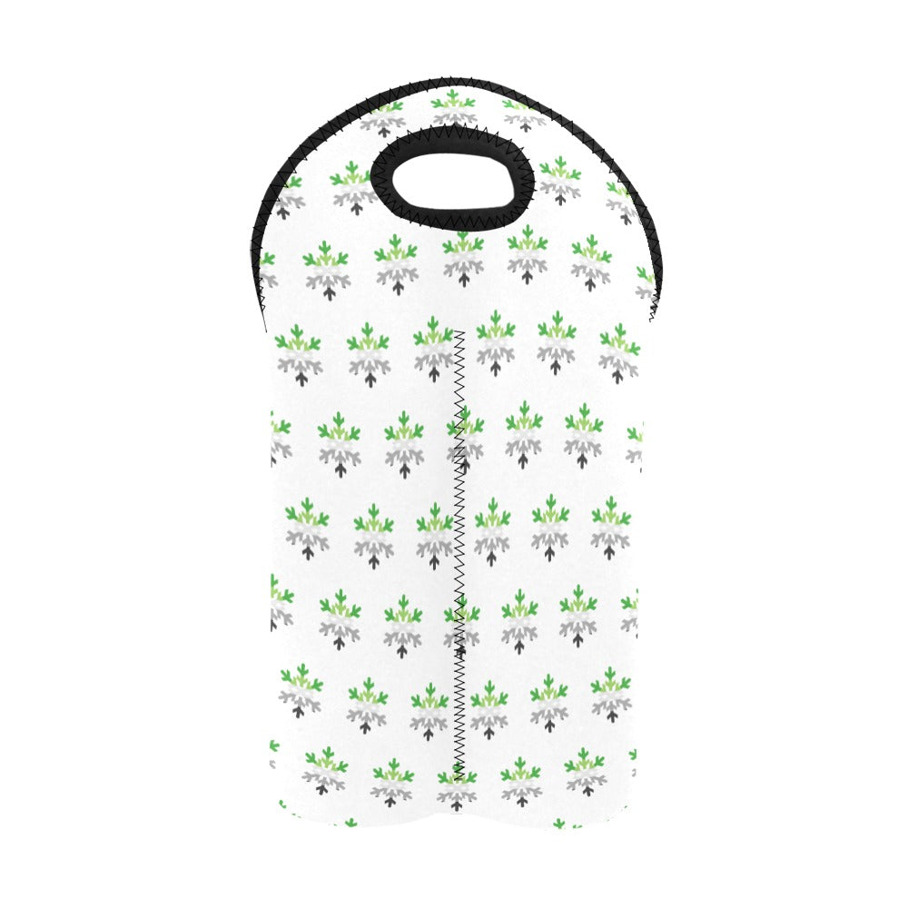Aromantic Pride Flag Snowflake 2-Bottle Neoprene Wine Bag